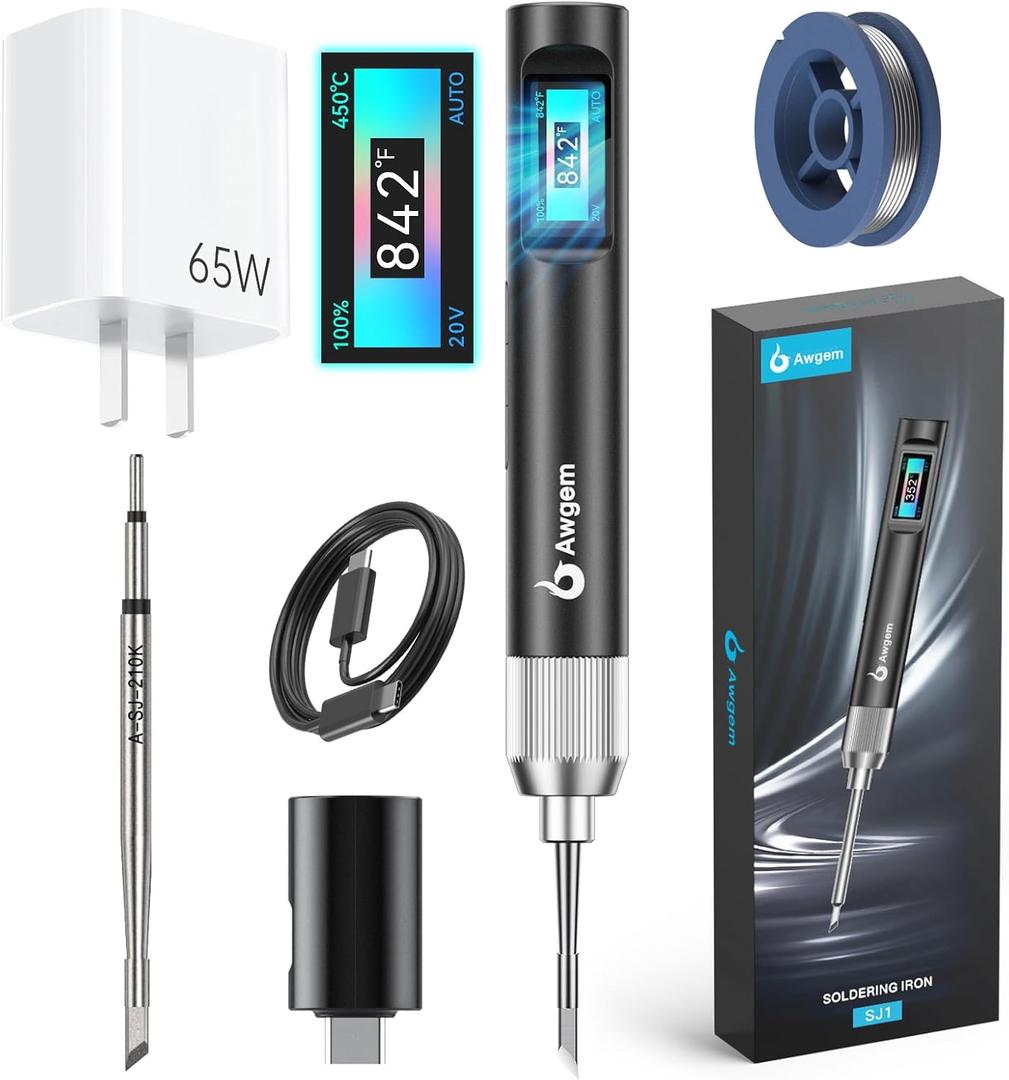 High Power Portable Soldering Kit, 100W Soldering Iron With C210K Tip, Automatic Temperature Adjustment, 2 Seconds Fast Heating (390F-840), Precision Repair High Power Portable Soldering Kit, 100W Soldering Iron With C210K Tip, Automatic Temperature Adjustment, 2 Seconds Fast Heating (390F-840), Precision Repair