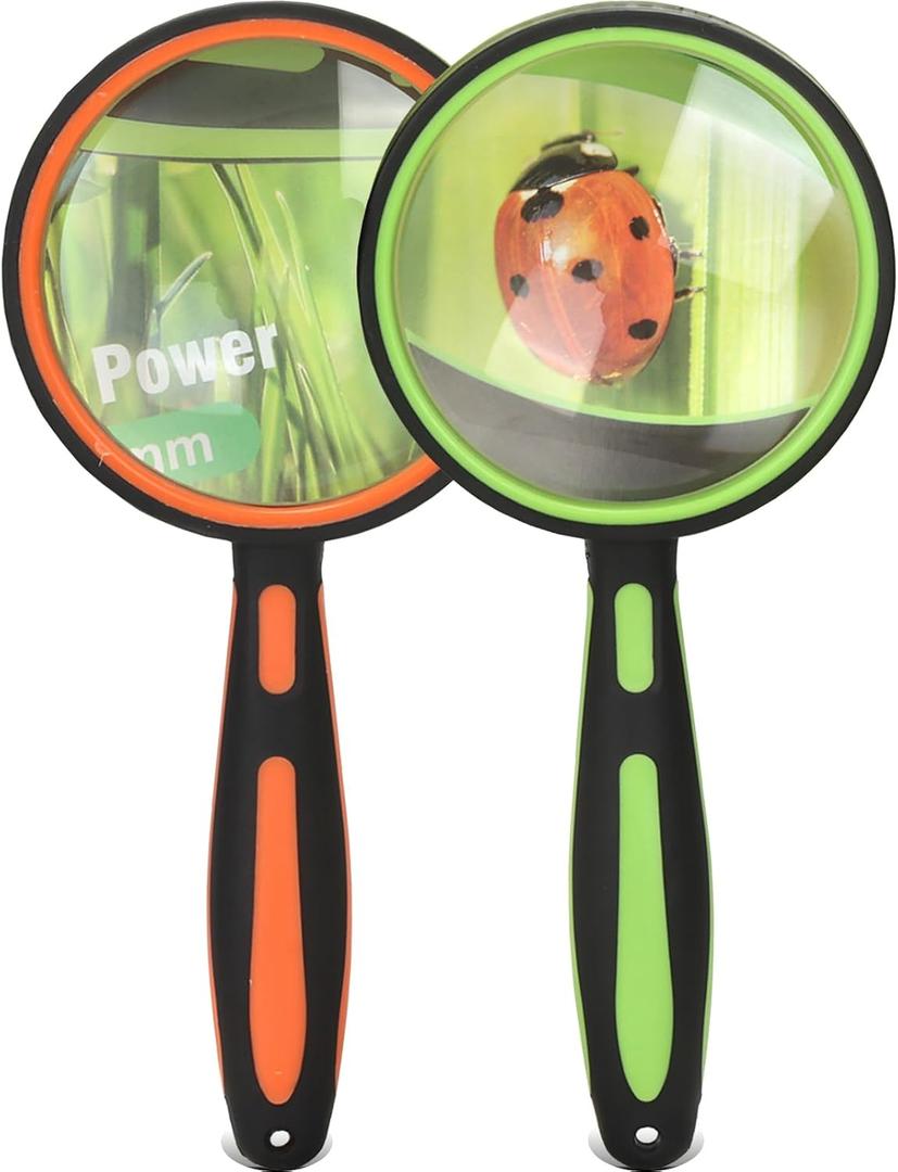2 Pack Magnifying Glass, 75mm Magnifying Glass with Non-Slip Rubber Handle, Suitable for Reading Newspapers,Suitable for Seniors