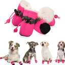 YAODHAOD Dog Shoes for Winter, Dog Boots & Paw Protectors, Fleece Warm Snow Booties for Puppy with Reflective Strip Anti-Slip Rubber Sole for Small Medium Size Dogs,Size 3: 1.5"x1.3" (L*W),Pink