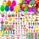 [ 6 Surprise Golden Eggs ] 100 Pack Prefilled Easter Eggs Filled with Assorted Toys, Pre Filled Plastic Easter Eggs Fillers for Easter Hunt, Easter Basket Stuffers, Easter Party Favors