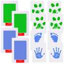 Inkless Hand and Footprint Kit Clean Touch Ink Pad for Newborn Baby Pet Paw Print Kit(4 Ink Pads,8 Imprint Cards) (2 Pack Blue and 2 Pack Green)