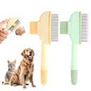 2pcs Pet Shedding Brush, Pet Hair Remover Comb with Release Button Self-Cleaning Grooming Brush for Deshedding Dogs Cats Short & Long Loose Hairs (Green, Yellow)