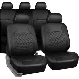 BELOMI Full Set Car Seat Covers, Premium Waterproof PU Leather Cushion Protectors, Split Front and Rear Bench Seat, Breathable Auto Accessories, Universal Fit for Vehicles (Black)