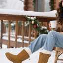 SHIBEVER Women's Snow Boots Winter: Suede Fur Lined Waterproof Anti-Slip Furry Platform Women Ankle Snow Boots (8.5)