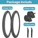 2 Pack 20"/ 24" / 26"x1.75" Bike Tires and Inner Tubes 20"/24"/26“x1.5/1.75”/1.95“ with 32mm AV Valves Replacement Tire for Hybrid Road City Commuter Bicycles Urban