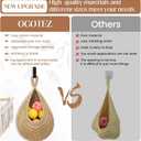 Wall Hanging Baskets for Organizing - 3 Pack Hanging Fruit Basket with 6 Pcs Strong Hooks, Handwoven Onion Storage Teardrop Home Onion Basket for Fruits Vegetable Potato Kitchen Storage(Light Linen)