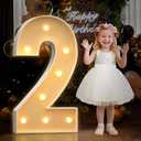 Mixifox 3FT Marquee Numbers 2 Large Light up Numbers for 2nd 21st Birthday Decorations Big Foam Board Mosaic Number for Anniversary Party Decor Light Up Sign DIY Pre-Cut Kit