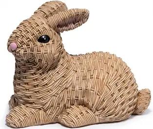 Hodao Handmade Easter Bunny Figurines  Cute Woven Rabbit Decorations for Holiday Celebrations and Spring Home Decor (Set of 2) (Brown)