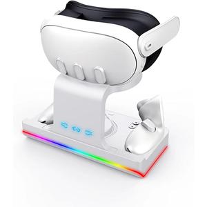 Dazzling Charging Dock Charging Station Stand for Meta/Oculus Quest 3 VR Headset & Controllers,Type-C Charger and LED Display