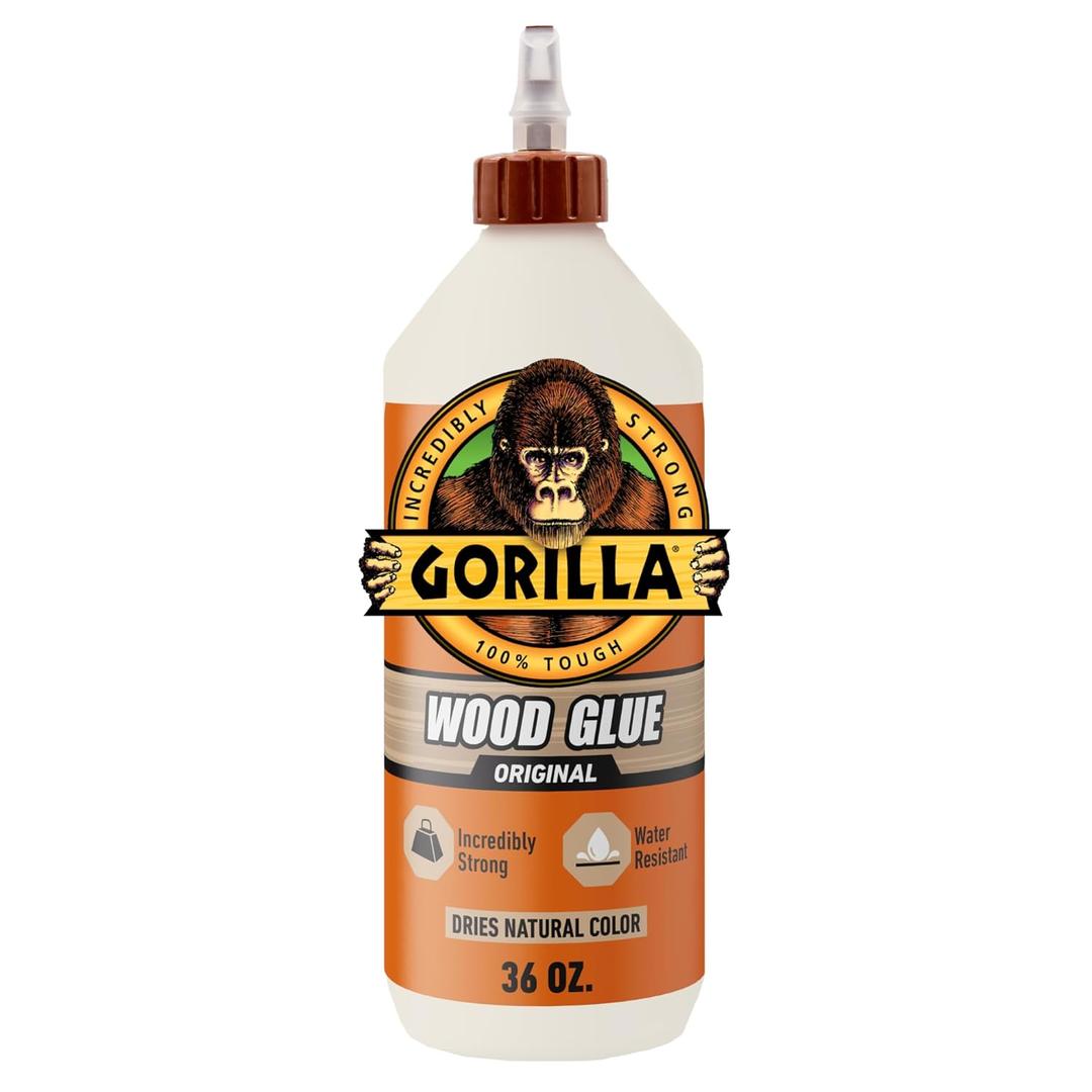 Gorilla Wood Glue, Natural Wood Color, 36 Ounce Bottle (Pack of 1) - Water Resistant for Indoor or Outdoor Projects and Repairs