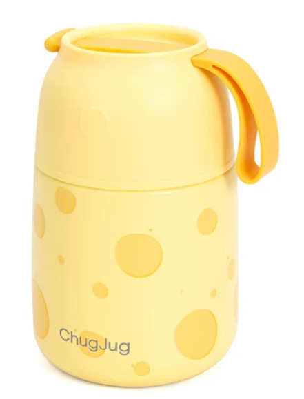ChugJug Thermo for Hot Food for Adults Kids | Wide Mouth, 18 oz Insulated Food Jar with Spoon, Leakproof Soup Thermo for School Office Travel, Thermal Steel Lunch Container Easy to Carry (Yellow)