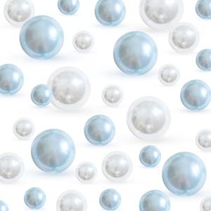 280Pcs Blue&White 20mm 14mm 8mm Pearl Bead Vase Filler for Centerpiece, No Hole Glossy Faux Pearls for Table Centerpiece Decor, Assorted Pearl Beads for Wedding Venue Decoration
