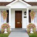 TURNMEON 4PCS Artificial Flowers for Outdoors Summer Decor, UV Resistant No Fade Fake Hanging Flowers Faux Plants Realistic Silk Flower for Outside Gardens Planter Porch Patio Yard Home Indoor Decor
