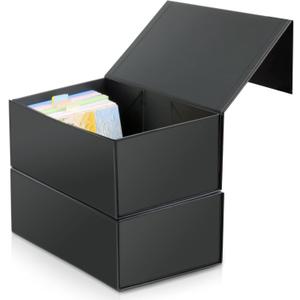 4X6 Index Card Holder, Index Card Storage Box 4 x 6 Inches, Fits 2400 Flash Cards - 2 Pack, Black