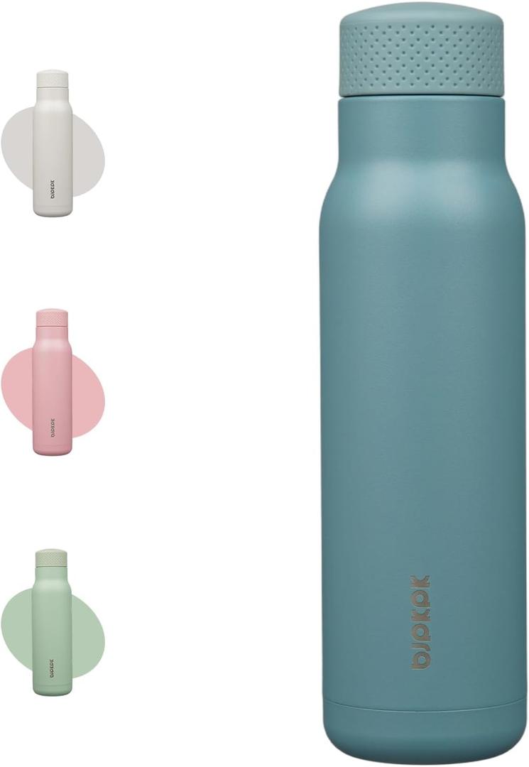 BJPKPK Stainless Steel Water Bottle,21oz insulated Reusable Bottle,Leakproof Metal Thermal Flask Double Wall,Keep Drinks Cold and Hot,Haze Blue