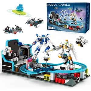 Space Roller Coaster Building - 1293 PCS Creative STEM Project with Rocket Launch & Satellite StationInteractive Building Toys for Kids Ages 6-12Educational Birthday Gift for Boys & Girls