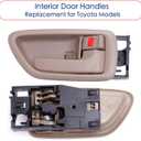 4Pcs Interior Door Handles W/Bezel (Beige) Compatible with 2000-2007 Toyota Sequoia, 2000-2004 Avalon, 2004-2006 Tundra(Crew Cabs Only) - for Four Full-Sized Doors