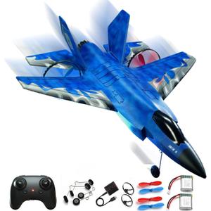 RC Gravity Glider Airplane,Remote Control Airplane for Teen Over 14 Years of Age with 2 Batteries,2 CH Foam RC Plane Toys-Blue