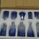 Glass Bud Vase Set of 17 - Small Vases for Flowers in Bulk - Assorted Vintage Crystal Vases for Flowers, Table Centerpieces (Blue, 17 Pcs)