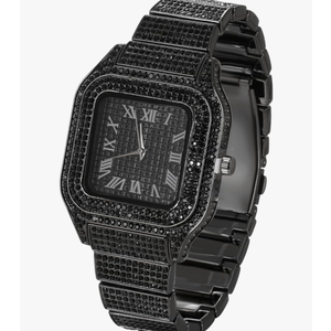 Men’s Watch - The King - 18K Gold/Platinum Plated, 40MM Square Dial, Iced Out Wristband