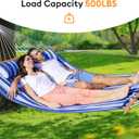 Double Hammock with Spreader Bar,Soft Pillow,Max Load 500lbs,Portable Hammock for Outdoor,Camping,and Backyard,Aqua Blue