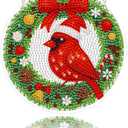 Eiflow Glass Diamond Art Hanging Kit for Adults Christmas, DIY Diamonds Painting Door Hanger Board Kit, 6x6inch Special Crystal Diamond Art Painting Pendant Ornament (Cardinal)