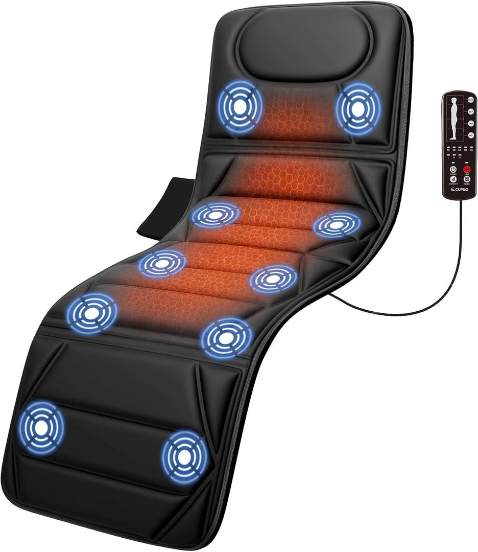 Snailax Full Body Massage Mat with Heat, 10 Vibration Motors & 2 Heating Pads, Back Massager Pad, Full Body Massager, Gift for Men, Women