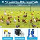Electric Poultry Netting, 47.2" H x 164'L Electric Chicken Fence, Portable Chicken Fence with Double Spiked Fiberglass Posts for Chickens, Ducks,Turkeys, Sheep, Geese in Yard, Farms,Backyards, Garden