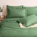 Horbaunal Sage Green Ruffle Sheets King Size 6 Piece, Fits 16" Deep Mattress, Microfiber Green King Sheets with 2 Ruffled Pillowcases, Shabby Chic King Bed Sheet Set