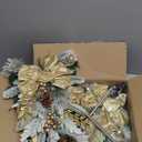 2 Pack Gold Outdoor Pathway Christmas Tree Urn Filler Solar Waterproof Cemetery Xmas Tree Faux Pine Cones Gold Christmas Ball Berry Pathway Light Ornament Stakes for Yard Garden Lawn Walkway Cemetery