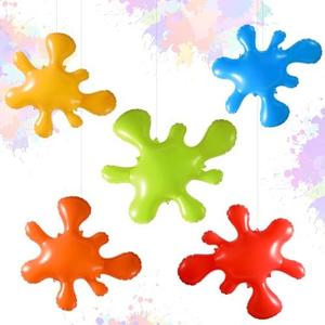 Leinuosen 5 Pcs Giant Inflatable Paint Splatter for Art Paint Party Decorations Large Blow up Splash Balloons for Art Party Decorations Halloween Classroom Prop Kit Birthday Supplies (5 Colors)