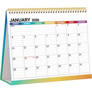 6 x Desk Calendar 2026, Desktop Calendar 2026 Standing flip, 8.5 x 11, Jan 2026 - Dec 2026, Stand Up Calendar with Memo Pages, Large Ruled Blocks, Holidays, Thick Paper, Great for Home, School, Office