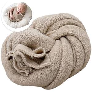 Newborn Posing Wrap Newborn Photography Props Soft Stretch Knit Blanket Handmade Wrap for Baby Boys Girls Photoshoot Size 5.7 x 59.1 inch