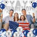 Duraaamo Welcome Home Decorations Yah! You Are Home Banner with Confetti Balloons Heart Balloons Pennant Flag Family Housewarming Baby Shower Military Army Back Party Supplies Decor(Navy Blue)