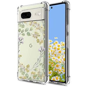 YEPO for Google Pixel 7 Case Clear, Flower Floral Design Soft TPU Shockproof Absorption Slim Embossed Pattern Protective Back Cover for Pixel 7