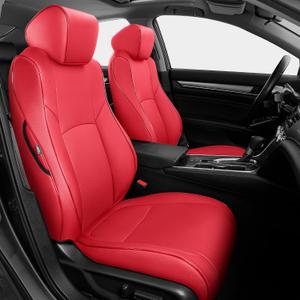 TTX LIGHTING Custom Fit Seat Covers for Honda Accord LX2018 2019 2020 2021 2022 Faux Leather Full Set Compatible Airbag Car Seat Protector Rear Seat Solid Folding Backrest Red