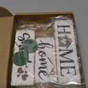 Yousoontic 5 Pcs Farmhouse Wooden Table Decor Rustic Tiered Tray Decor Neutral Block Sign Centerpiece with Bead Garland Faux Eucalyptus Leaves for Home Sweet Kitchen Entryway Living Room Shelves