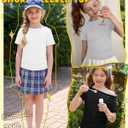 3 Pack Girls Boat Neck Tops | Short Sleeve, Slim Fit, Side Ruched, Casual, Summer, Cute, Basic, Kids, School, Play, for Girls