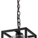 MAYNA 1-Light Farmhouse Pendant Light, Black Metal Cage Light Fixtures with Adjustable Chain and Glass Shade,Hanging Lights for Kitchen Island,Porch,Hallway