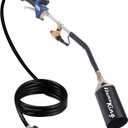 Flame King Propane Torch Kit Heavy Duty Weed Burner, 340,000 BTU with Piezo Igniter (Self Igniting), with 10-ft Hose for Weed Burning, Melting Ice and Snow, and Roofing
