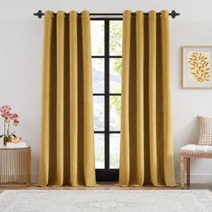 Randall Yellow Faux Suede Leather 2-Pack 95% Blackout Curtains Thermal Insulated & Noise Reduced Luxury Soft Velvet Grommet Window Room Darkening Drapes for Living Room&Bedroom&Nursery, 54x95 Inches