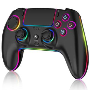MYSTILUCK Wireless Controller For PS-5/Pro/PC/MAC/iOS/Android/Steam Deck, Gamepad with 7 Color RGB Lighting/Hall Effect Joystick/Dual Vibration/Turbo/Programmable/Headset Jack/Touchpad/1500 mAh Battery