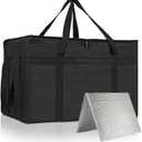 PEASUG XXXL Insulated Bags for Food Delivery with Removable Hard Bottom,Pizza Delivery Bags, Large Capacity Cooler Bag Keep Food Warm for Grocery Shopping and Catering, Foldable, Heavy-Duty (Black)
