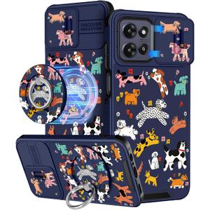 Buleens for Moto G Power 2025 Case - for Motorola Moto G Play 2025 Case Cute Designed with Ring Stand & Camera Cover Women Girls Aesthetic Girly Cartoon Kawaii Dog Phone Cover Compatible with Magsafe