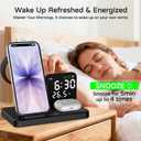 5 in 1 Wireless Charging Station with Alarm Clock Pen Holder, Fast Wireless Charger for iPhone 17/16/15/14/13/12/Pro/Max/Air, for iWatch & AirPods, Charger Stand with Temperature, Snooze Model White