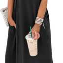 ANRABESS Women's Summer Casual Loose Short Sleeve Long T Shirt Dress Split Maxi Beach Sundress Travel Vacation Outfits (Medium, Black)