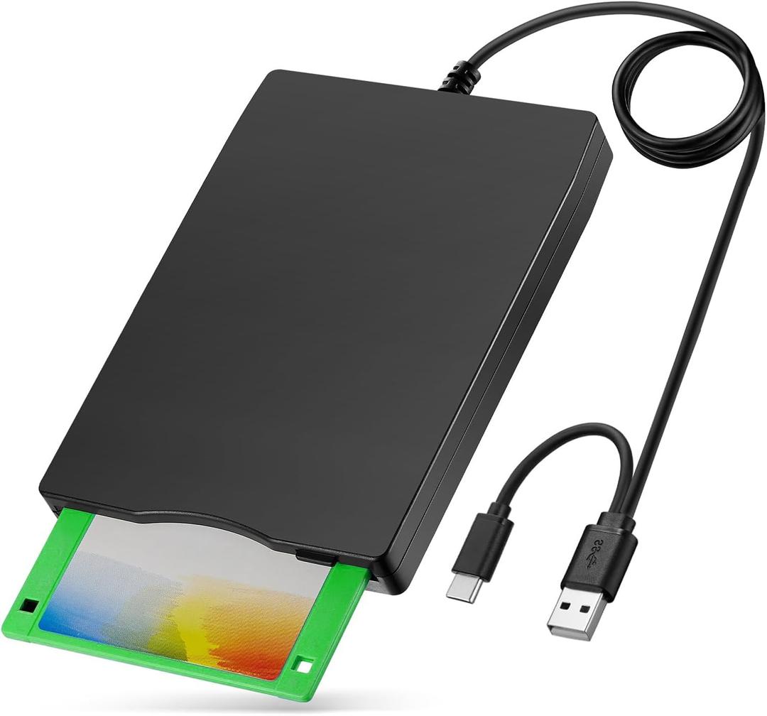YEY External USB 3.5-inch USB Floppy Disk Reader 1.44 MB FDD Portable Floppy Disk for PC Laptops Windows/XP/7/8/10/11 Plug and Play (Black)