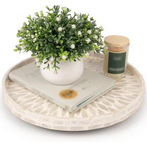 CLAYNIX Mother of Pearl Turntable Organizer - Table & Countertop, Cabinet & Pantry Lazy Susan (12.5 in)