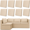 DREAHOTEXTIL 8Pcs Outdoor Cushion Covers, Patio Cushion Covers,Stretch Elastic Slipcovers, Replacement Washable & Reusable Furniture Protector for Patio Couch (Beige,Cover Only)