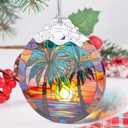 Retro Beach Ornament, Christmas Ornaments, Christmas Decorations for Tree, Stained Glass Ornament, Heirloom Keepsake, Gift Exchange, Gift Ideas, Bauble Present